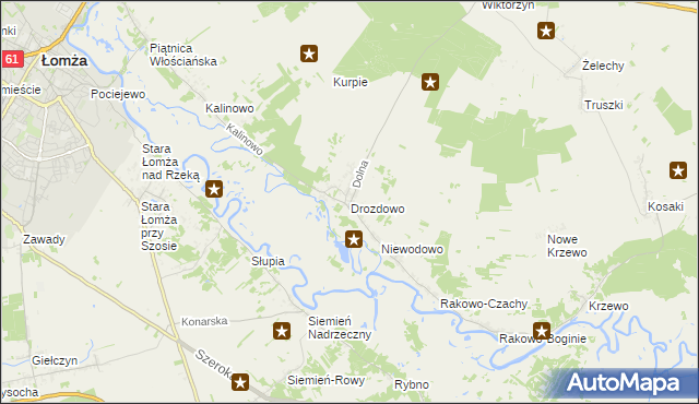 mapa Drozdowo gmina Piątnica, Drozdowo gmina Piątnica na mapie Targeo