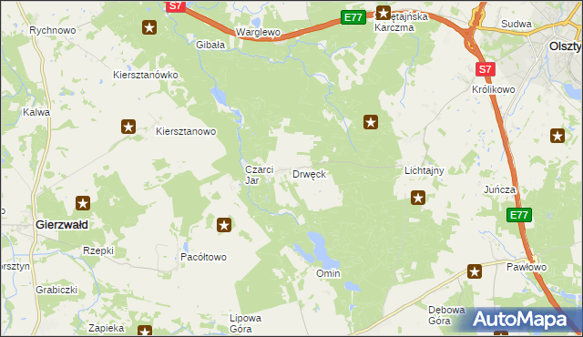 mapa Drwęck, Drwęck na mapie Targeo