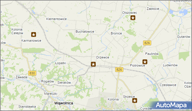 mapa Drzewce gmina Nałęczów, Drzewce gmina Nałęczów na mapie Targeo