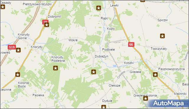 mapa Dubiażyn, Dubiażyn na mapie Targeo