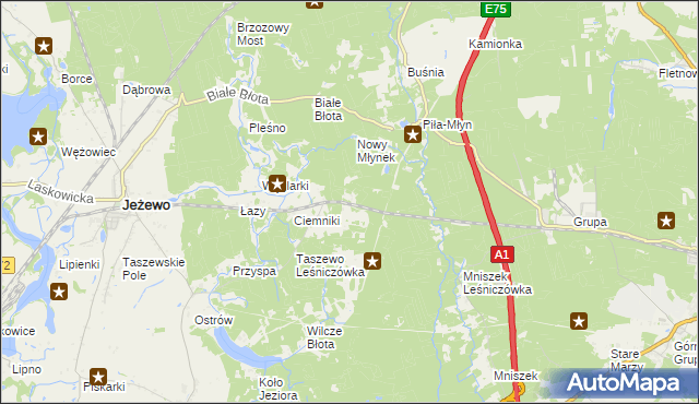 mapa Dubielno gmina Jeżewo, Dubielno gmina Jeżewo na mapie Targeo