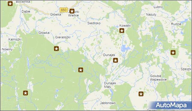 mapa Dunajek gmina Kowale Oleckie, Dunajek gmina Kowale Oleckie na mapie Targeo