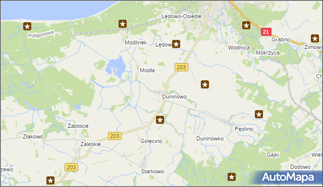 mapa Duninowo, Duninowo na mapie Targeo