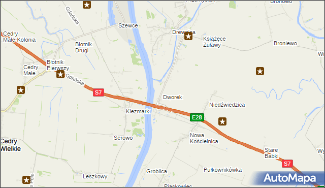 mapa Dworek gmina Stegna, Dworek gmina Stegna na mapie Targeo