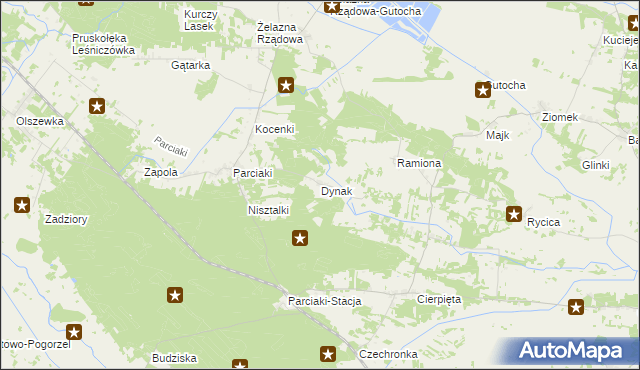 mapa Dynak, Dynak na mapie Targeo
