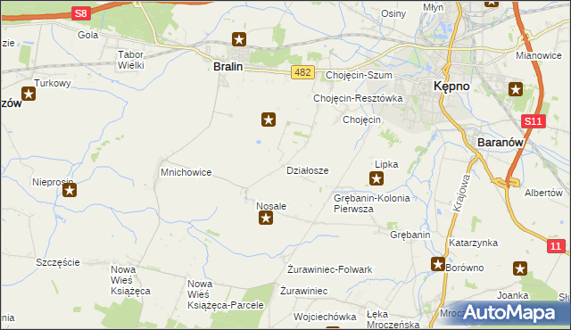 mapa Działosze, Działosze na mapie Targeo