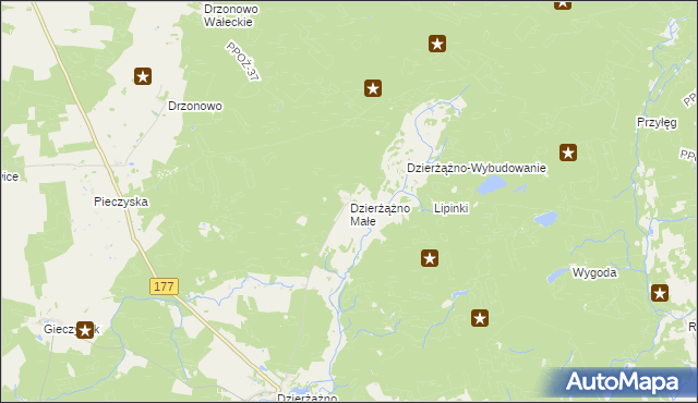 mapa Dzierżążno Małe, Dzierżążno Małe na mapie Targeo