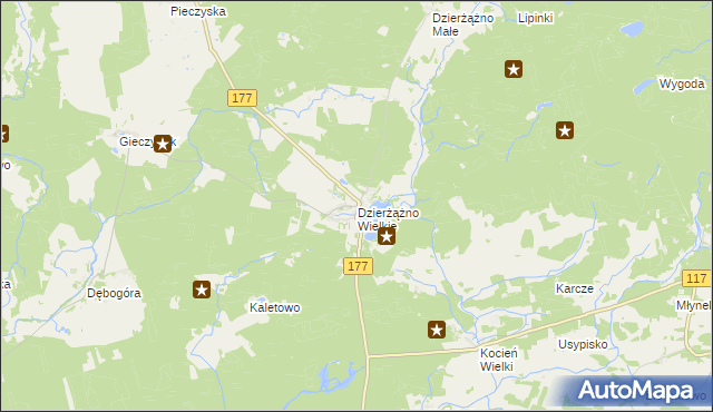 mapa Dzierżążno Wielkie, Dzierżążno Wielkie na mapie Targeo