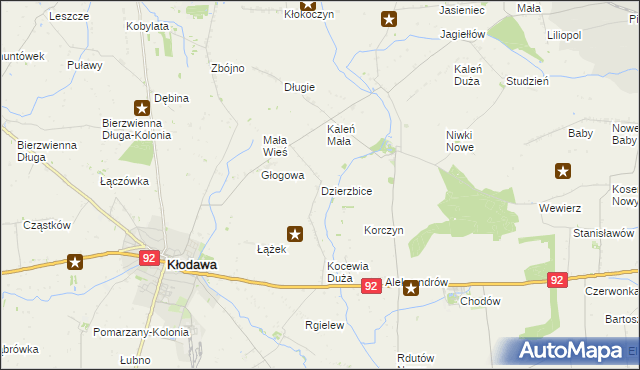 mapa Dzierzbice, Dzierzbice na mapie Targeo