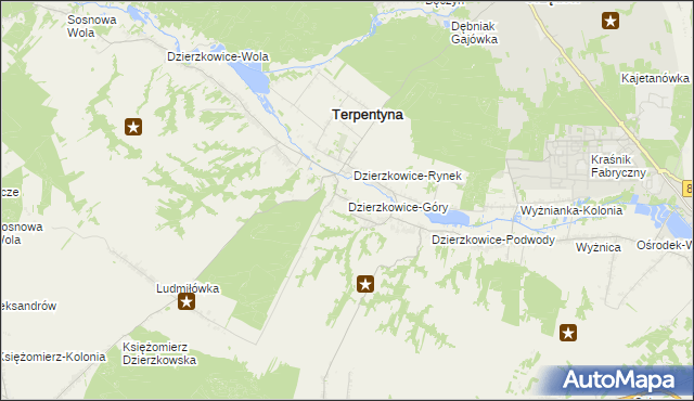 mapa Dzierzkowice-Góry, Dzierzkowice-Góry na mapie Targeo