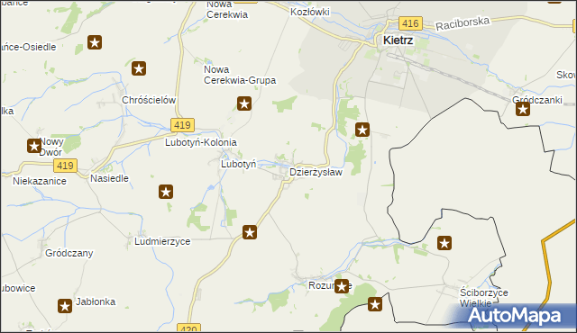 mapa Dzierżysław gmina Kietrz, Dzierżysław gmina Kietrz na mapie Targeo