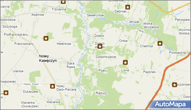 mapa Dzwonkowice, Dzwonkowice na mapie Targeo