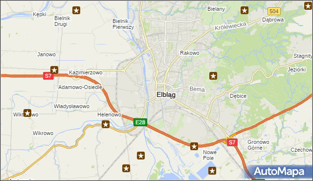 mapa Elbląga, Elbląg na mapie Targeo