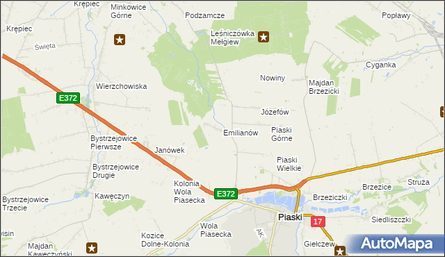 mapa Emilianów gmina Piaski, Emilianów gmina Piaski na mapie Targeo