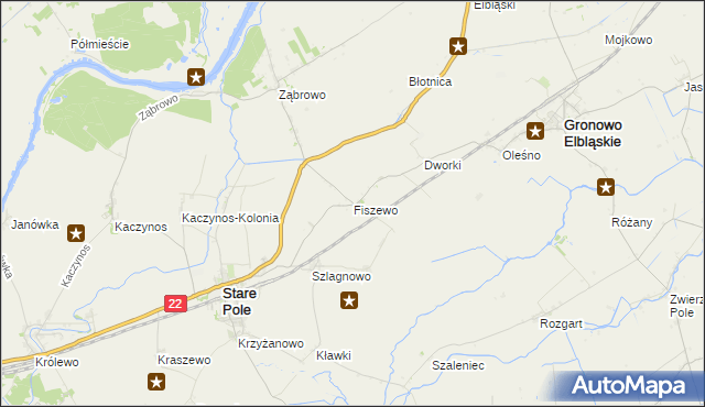 mapa Fiszewo gmina Gronowo Elbląskie, Fiszewo gmina Gronowo Elbląskie na mapie Targeo