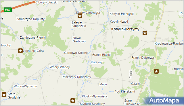 mapa Franki-Piaski, Franki-Piaski na mapie Targeo