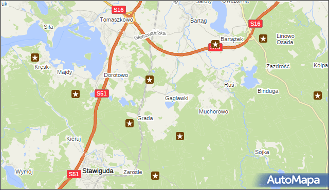 mapa Gągławki, Gągławki na mapie Targeo