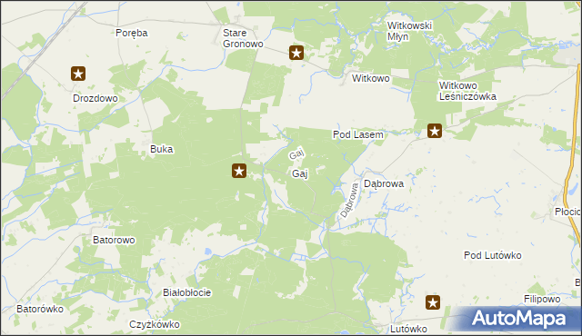 mapa Gaj gmina Sępólno Krajeńskie, Gaj gmina Sępólno Krajeńskie na mapie Targeo