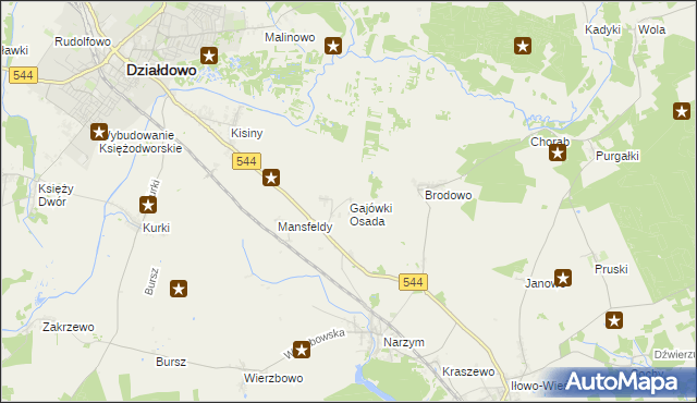 mapa Gajówki Osada, Gajówki Osada na mapie Targeo