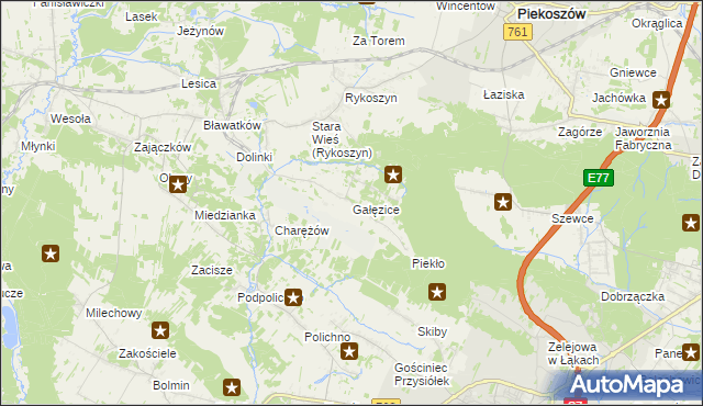 mapa Gałęzice, Gałęzice na mapie Targeo