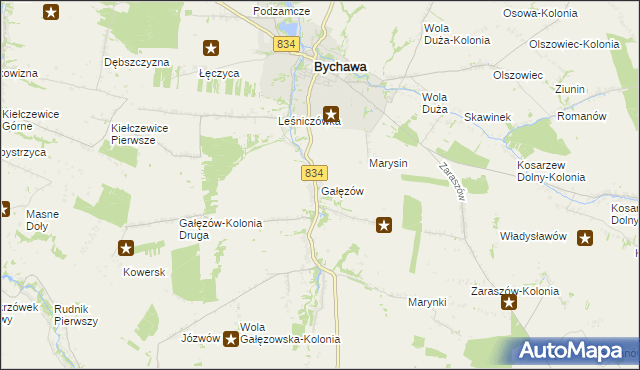 mapa Gałęzów gmina Bychawa, Gałęzów gmina Bychawa na mapie Targeo