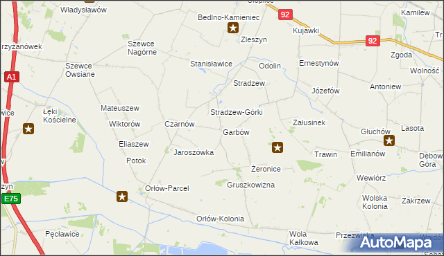 mapa Garbów gmina Bedlno, Garbów gmina Bedlno na mapie Targeo