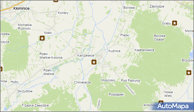 mapa Garnek gmina Kłomnice, Garnek gmina Kłomnice na mapie Targeo