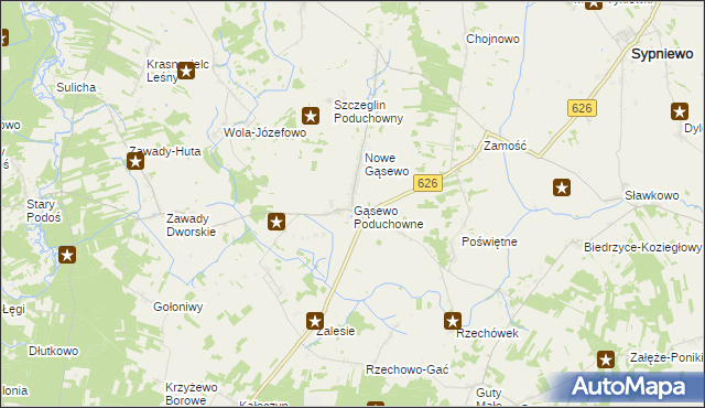 mapa Gąsewo Poduchowne, Gąsewo Poduchowne na mapie Targeo