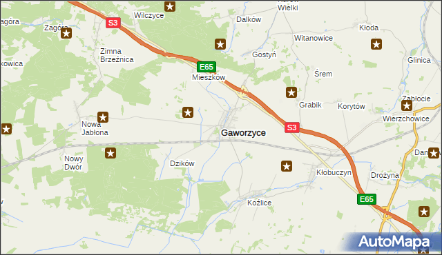 mapa Gaworzyce, Gaworzyce na mapie Targeo