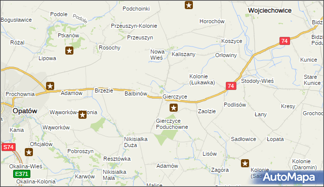 mapa Gierczyce gmina Wojciechowice, Gierczyce gmina Wojciechowice na mapie Targeo