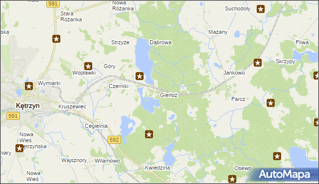 mapa Gierłoż gmina Kętrzyn, Gierłoż gmina Kętrzyn na mapie Targeo