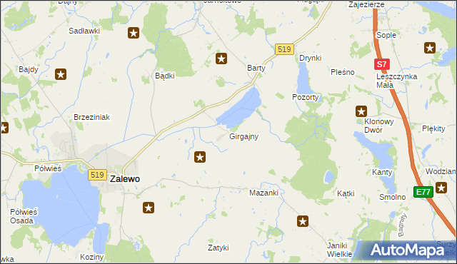 mapa Girgajny, Girgajny na mapie Targeo