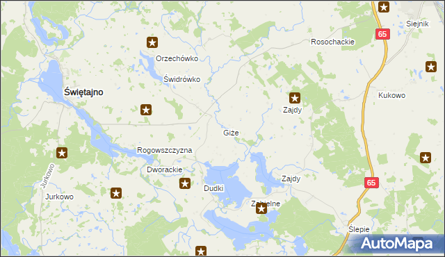 mapa Giże gmina Świętajno, Giże gmina Świętajno na mapie Targeo