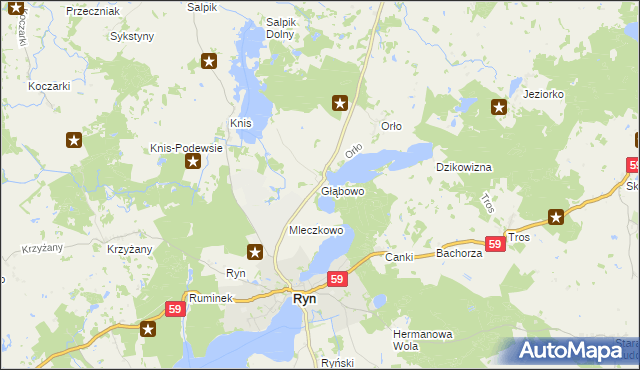 mapa Głąbowo, Głąbowo na mapie Targeo