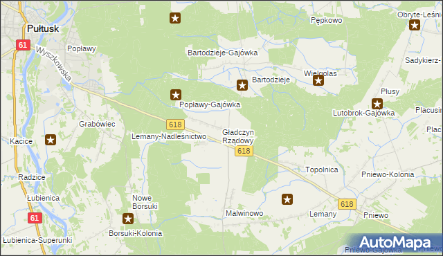 mapa Gładczyn Rządowy, Gładczyn Rządowy na mapie Targeo