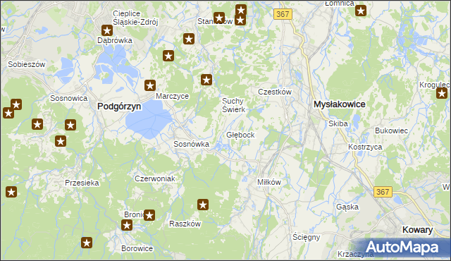 mapa Głębock gmina Podgórzyn, Głębock gmina Podgórzyn na mapie Targeo