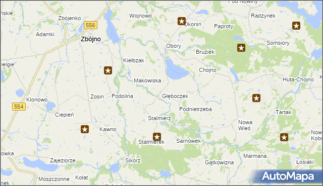 mapa Głęboczek gmina Chrostkowo, Głęboczek gmina Chrostkowo na mapie Targeo