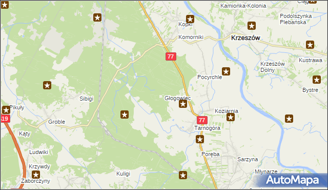 mapa Głogowiec gmina Nowa Sarzyna, Głogowiec gmina Nowa Sarzyna na mapie Targeo