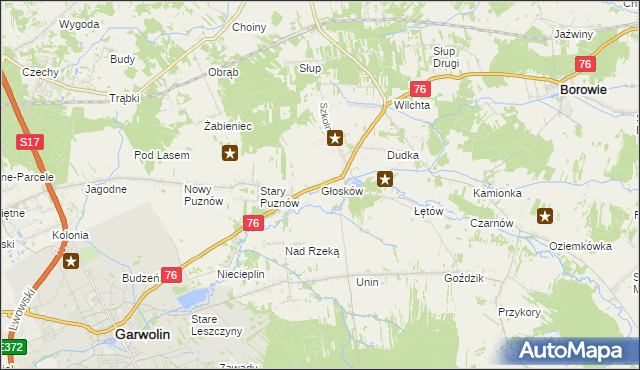 mapa Głosków gmina Borowie, Głosków gmina Borowie na mapie Targeo