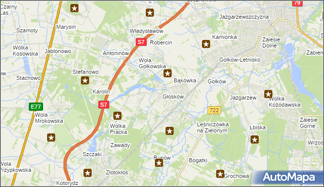 mapa Głosków gmina Piaseczno, Głosków gmina Piaseczno na mapie Targeo