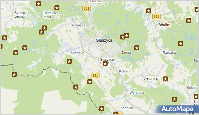 mapa Głuszyca Górna, Głuszyca Górna na mapie Targeo