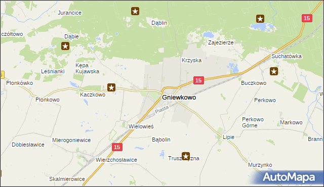 mapa Gniewkowo powiat inowrocławski, Gniewkowo powiat inowrocławski na mapie Targeo