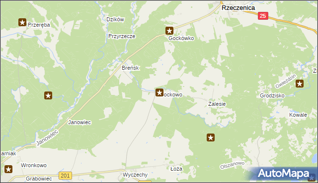 mapa Gockowo, Gockowo na mapie Targeo