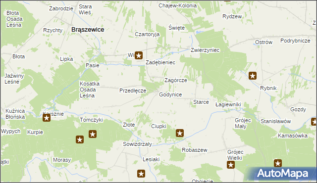 mapa Godynice, Godynice na mapie Targeo