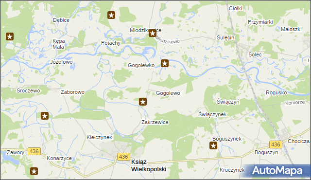 mapa Gogolewo gmina Książ Wielkopolski, Gogolewo gmina Książ Wielkopolski na mapie Targeo