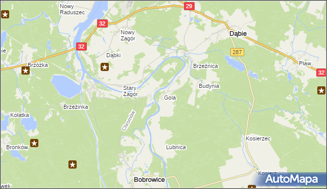 mapa Gola gmina Dąbie, Gola gmina Dąbie na mapie Targeo