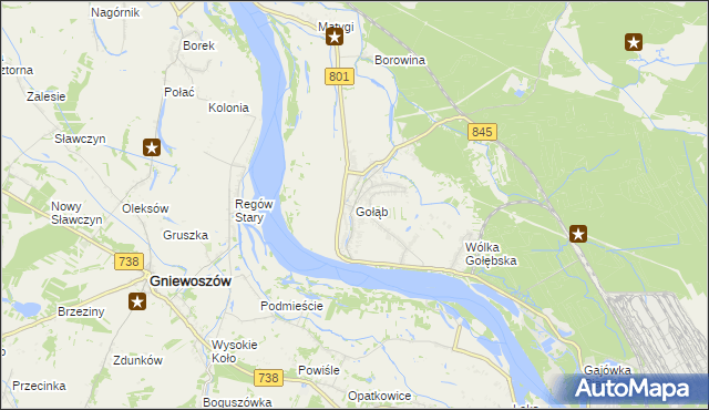 mapa Gołąb gmina Puławy, Gołąb gmina Puławy na mapie Targeo