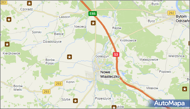 mapa Gołaszyn gmina Nowe Miasteczko, Gołaszyn gmina Nowe Miasteczko na mapie Targeo