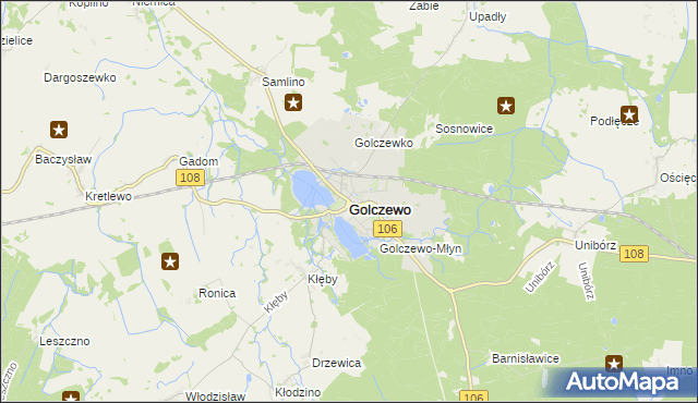 mapa Golczewo powiat kamieński, Golczewo powiat kamieński na mapie Targeo