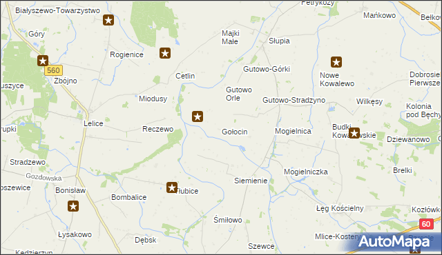 mapa Gołocin, Gołocin na mapie Targeo
